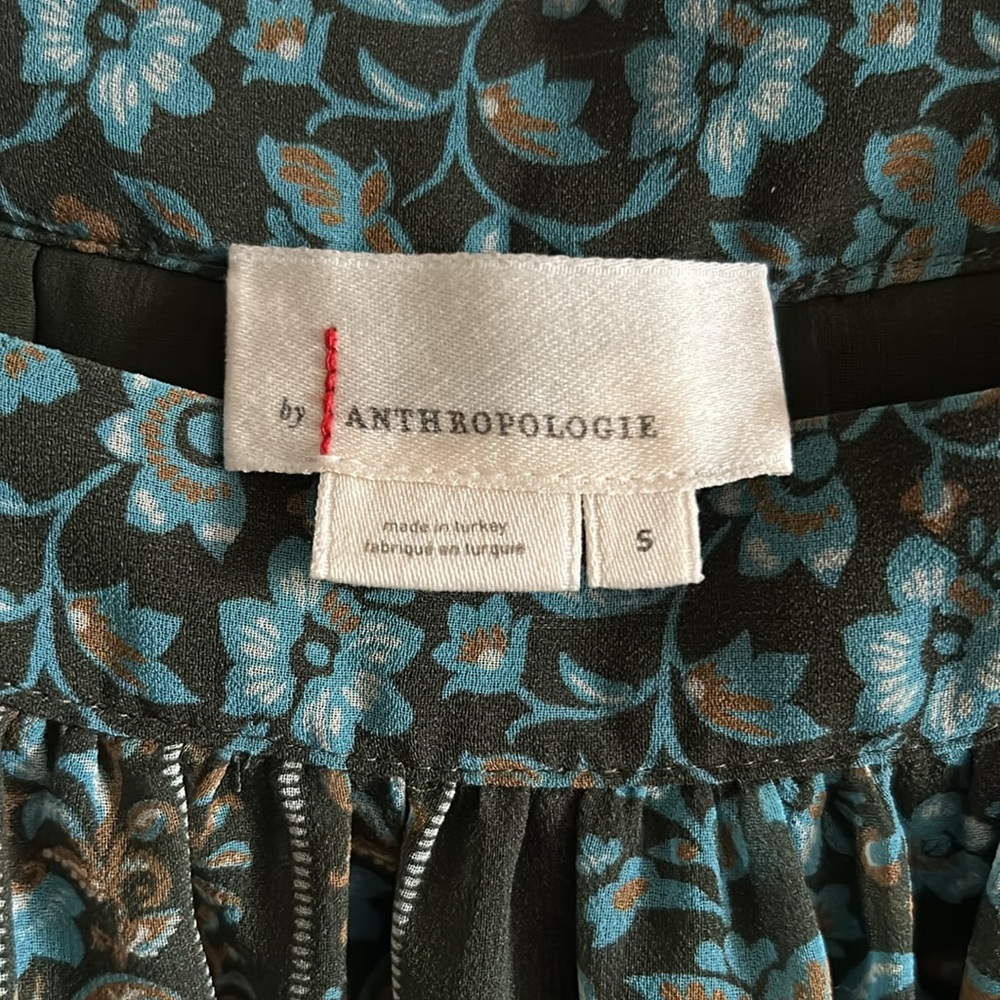 Anthropologie Women’s Blue Green Floral Sona Tunic Mini Dress Size Small - Picture 10 of 12